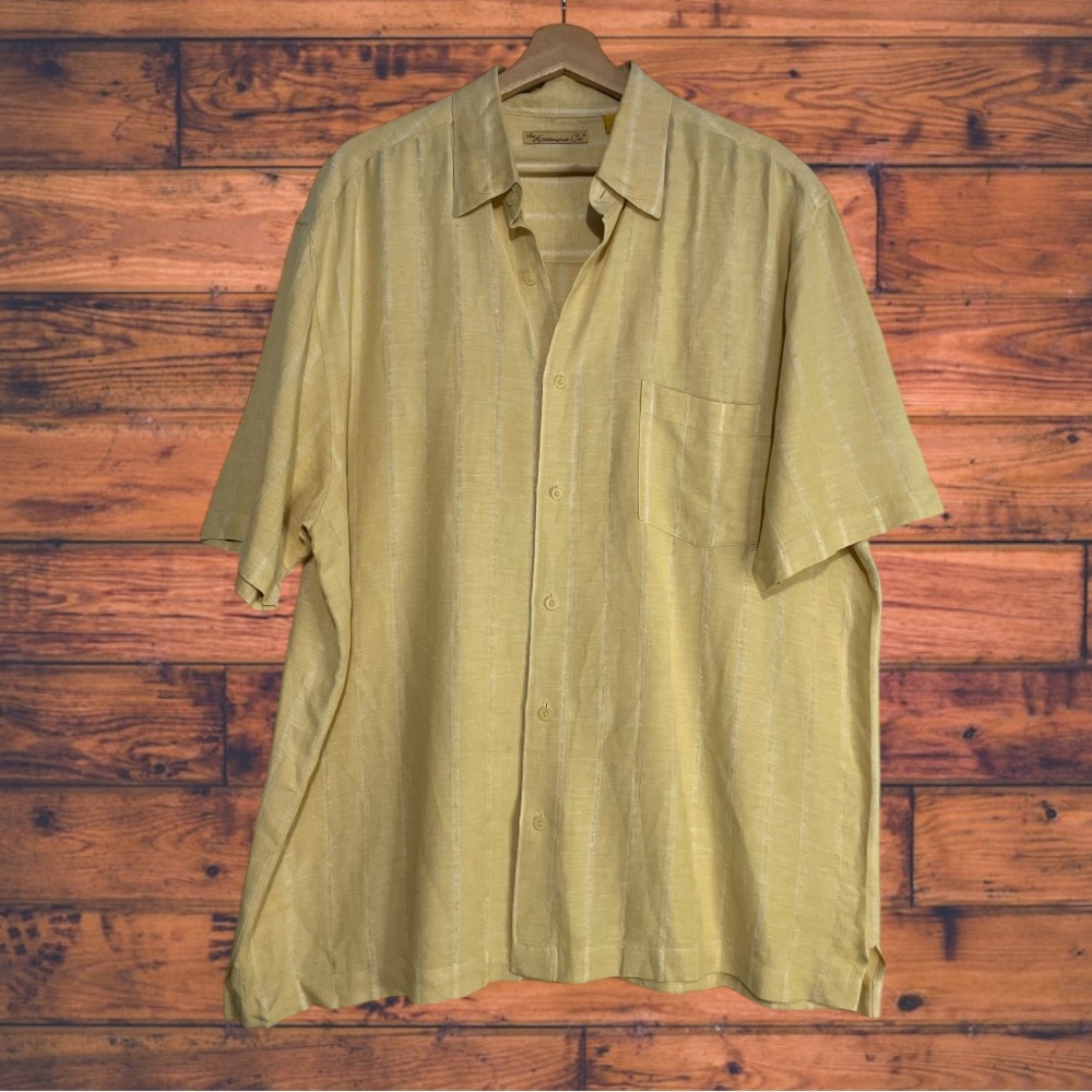 5 for $25🔥The Havanera‎ Co. Soft Yellow button Front Short Sleeve Shirt XL